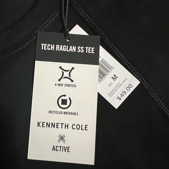 NWT KENNETH COLE ACTIVE TECH RAGLAN SS TEE IN BLACK MENS SIZE MEDIUM - Picture 6 of 8